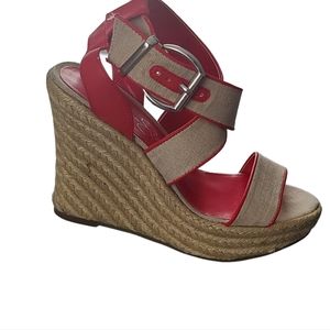 Jessica Simpson Red & Tan Espadrilles Wedges